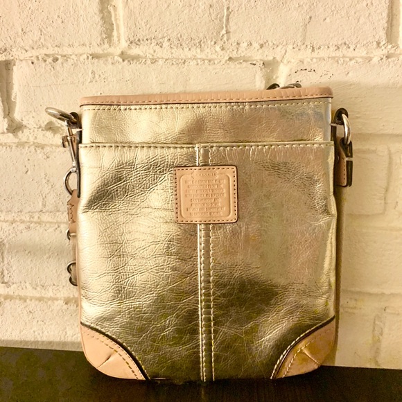 Coach Handbags - COACH Gold Adjustable Strap Crossbody Bag Purse